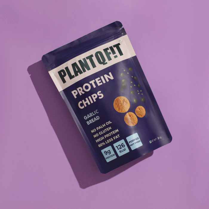 PlantQFit Protein Chips-Garlic Bread | 9g Protein| 126 Kcal| Gluten-Free| Vegan| Low Fat| Healthy Snack - Image 2