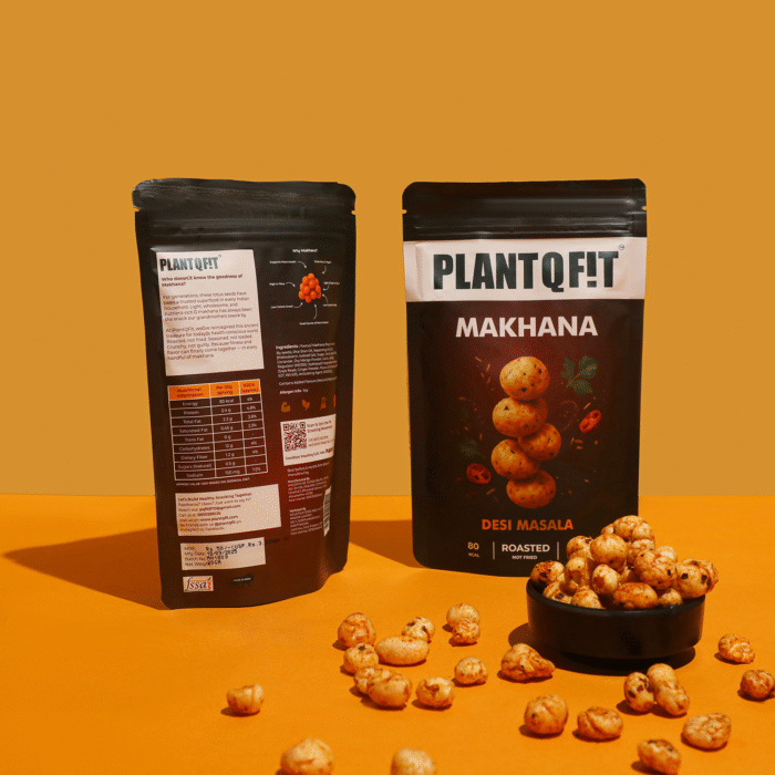 PlantQFit Roasted Makhana-Desi Masala | 80 Kcal |Gluten-Free| Roasted - Image 1